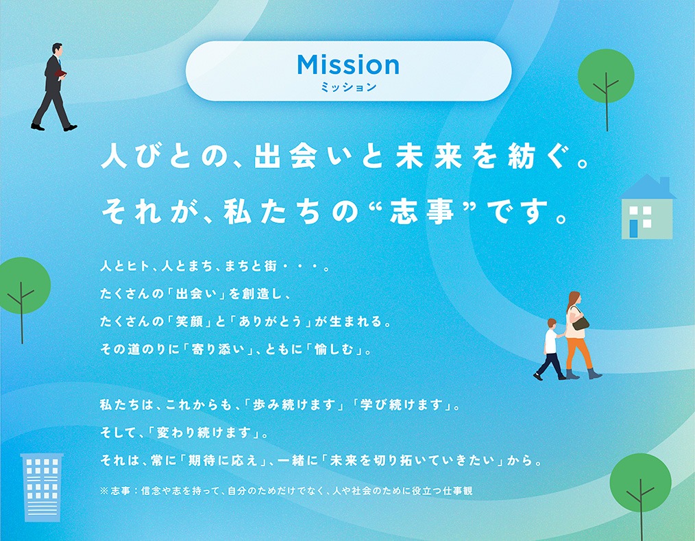 Mission人びとの、出会いと未来を紡ぐ。それが、私たちの志事です。